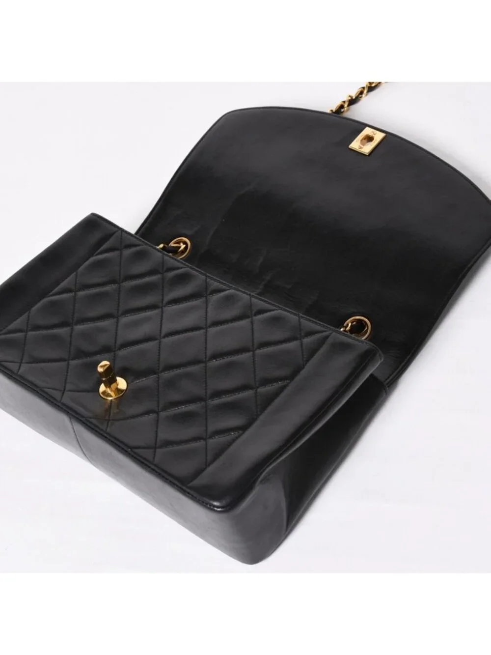 Chanel Diana 25 S Flap S Chain Shoulder Bag CC Logo Lambskin Black Gold 4